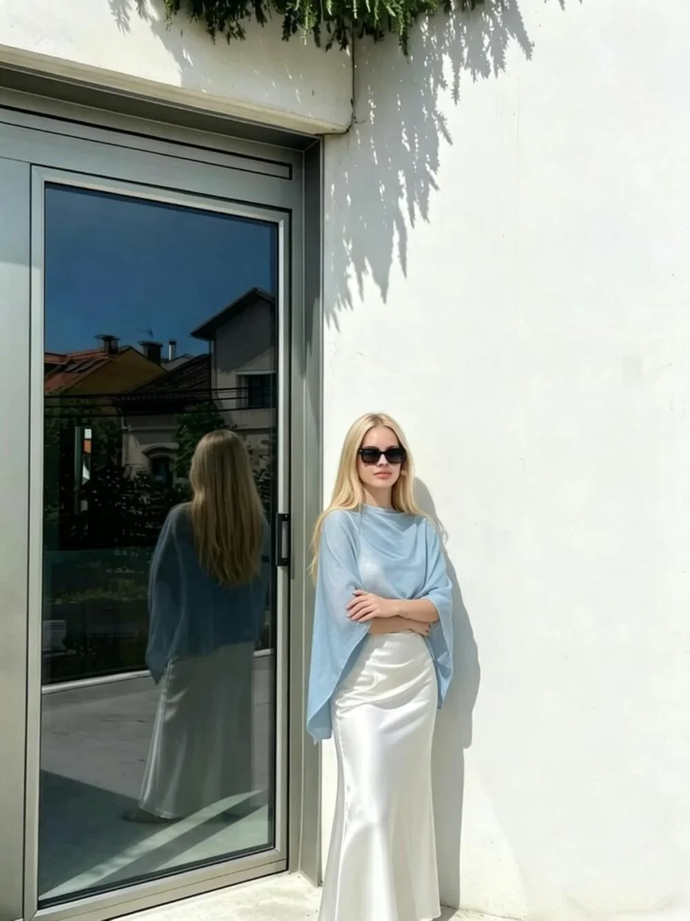 Women's Light Blue Lightweight Knit Crochet Shrug Bolero Mesh Batwing Cover Up
